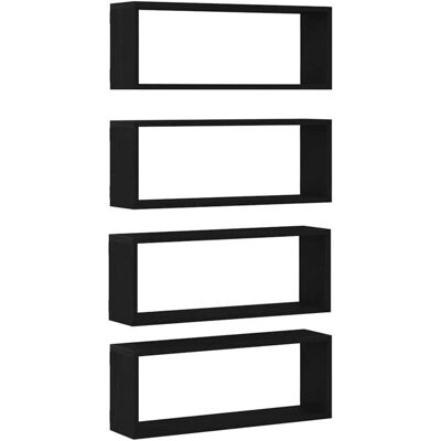 vidaXL Estantes de pared set de 4 madera de roble negro de alta calidad - Estantes de pared vidaXL Estantes de pared set de 4 madera de roble negro de alta calidad - Estantes de pared