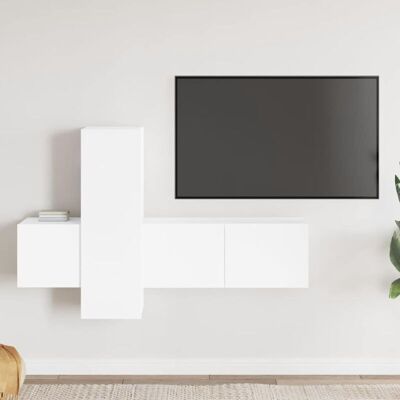 Vidaxl - Set De Muebles De Salón Tv 3 Piezas Madera De Ingeniería Blanco Vidaxl - Set De Muebles De Salón Tv 3 Piezas Madera De Ingeniería Blanco