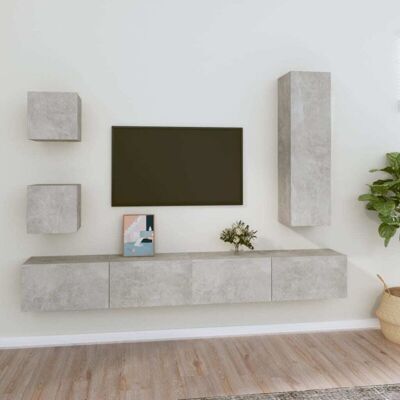 Vidaxl - Set De Muebles De Tv 5 Pzas Madera Contrachapada Gris Hormigón Vidaxl - Set De Muebles De Tv 5 Pzas Madera Contrachapada Gris Hormigón