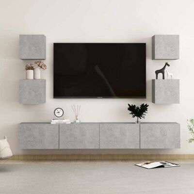 Vidaxl - Set De Muebles De Tv 6 Pzas Madera Contrachapada Gris Hormigón Vidaxl - Set De Muebles De Tv 6 Pzas Madera Contrachapada Gris Hormigón