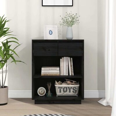 Vidaxl - Mesa Consola De Madera Maciza De Pino Negro 60x34x75 Cm Vidaxl - Mesa Consola De Madera Maciza De Pino Negro 60x34x75 Cm