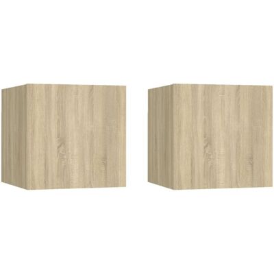 Vidaxl - Mesitas Noche 2 Uds Madera Ingeniería Roble Sonoma 30,5x30x30cm Vidaxl - Mesitas Noche 2 Uds Madera Ingeniería Roble Sonoma 30,5x30x30cm