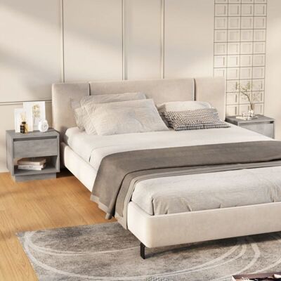 Vidaxl - Mesitas De Noche 2 Uds Contrachapada Gris Hormigón 45x34x44 Cm Vidaxl - Mesitas De Noche 2 Uds Contrachapada Gris Hormigón 45x34x44 Cm