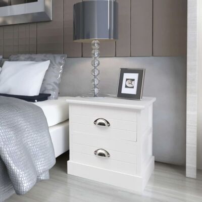 mesita de noche blanca vidaXL - Estilo francés Compacta mesita de noche blanca vidaXL - Estilo francés Compacta