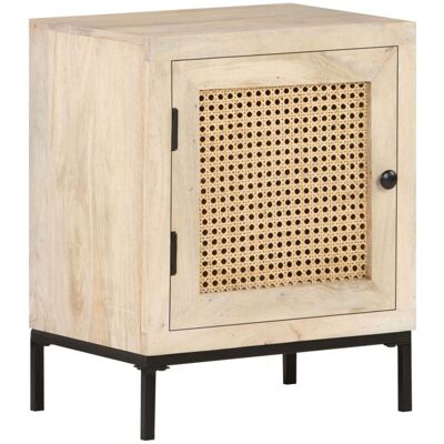 Vidaxl - Mesita De Noche Madera Maciza Mango Y Caña Natural 40x30x50 Cm Vidaxl - Mesita De Noche Madera Maciza Mango Y Caña Natural 40x30x50 Cm