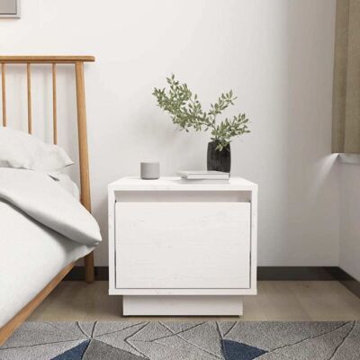 Vidaxl - Mesita De Noche Madera Maciza De Pino Blanco 35x34x32 Cm Vidaxl - Mesita De Noche Madera Maciza De Pino Blanco 35x34x32 Cm