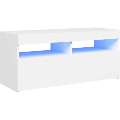 Vidaxl - Mueble De Tv Con Luces Led Blanco 90x35x40 Cm Vidaxl - Mueble De Tv Con Luces Led Blanco 90x35x40 Cm