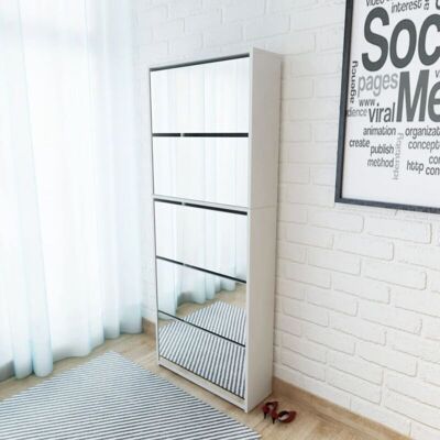 Mueble Zapatero 5 Cajones Con Espejo Blanco 63x17x169,5 Cm Vidaxl Mueble Zapatero 5 Cajones Con Espejo Blanco 63x17x169,5 Cm Vidaxl