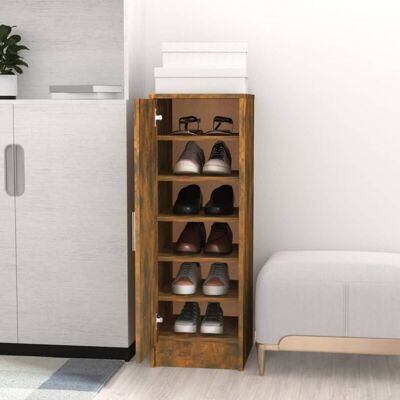 Zapatero en Roble Ahumado vidaXL - Estantería de Madera - Tipo de Zapato Zapatero en Roble Ahumado vidaXL - Estantería de Madera - Tipo de Zapato