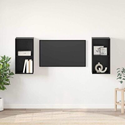 Vidaxl - Mueble De Tv De Pared 2 Pcs Roble Negro 37 X 37 X 72 Cm Vidaxl - Mueble De Tv De Pared 2 Pcs Roble Negro 37 X 37 X 72 Cm