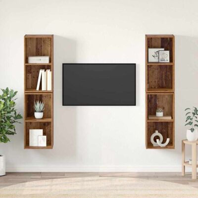 Vidaxl - Mueble De Tv De Pared 4 Pcs Madera Envejecida 37 X 37 X 72 Cm Vidaxl - Mueble De Tv De Pared 4 Pcs Madera Envejecida 37 X 37 X 72 Cm