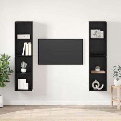 Vidaxl - Mueble De Tv De Pared 4 Pcs Roble Negro 37 X 37 X 72 Cm Vidaxl - Mueble De Tv De Pared 4 Pcs Roble Negro 37 X 37 X 72 Cm