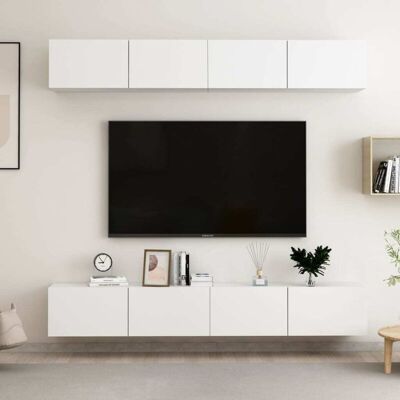 Vidaxl - Muebles De Tv 4 Uds Madera De Ingeniería Blanco 100x30x30 Cm Vidaxl - Muebles De Tv 4 Uds Madera De Ingeniería Blanco 100x30x30 Cm