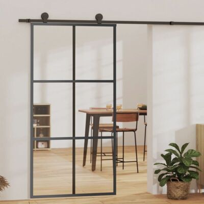 Vidaxl - Puerta Corredera Esg Vidrio Y Aluminio Negra 102x205 Cm Vidaxl - Puerta Corredera Esg Vidrio Y Aluminio Negra 102x205 Cm