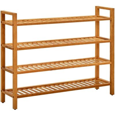 Vidaxl - Zapatero Con 4 Estantes Madera Maciza De Roble 100x27x80 Cm Vidaxl - Zapatero Con 4 Estantes Madera Maciza De Roble 100x27x80 Cm