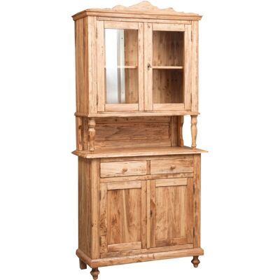 Biscottini - Vitrina Alacena De Madera Maciza De Tilo Acabada Con Efecto Natural 107x43x238 Cm Biscottini - Vitrina Alacena De Madera Maciza De Tilo Acabada Con Efecto Natural 107x43x238 Cm