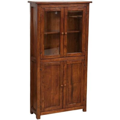 BISCOTTINI - Vitrina de cocina de madera maciza con puertas de cristal - 130x25x68 cm BISCOTTINI - Vitrina de cocina de madera maciza con puertas de cristal - 130x25x68 cm