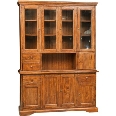 BISCOTTINI Vitrina Country De Madera Maciza De Tilo Acabado Con Efecto Nogal 156x50x200 Cm BISCOTTINI Vitrina Country De Madera Maciza De Tilo Acabado Con Efecto Nogal 156x50x200 Cm
