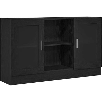 vidaXL Sideboard Schwarz Eiche Holzwerkstoff und Glas Mittel Sideboard Black - Sideboard vidaXL Sideboard Schwarz Eiche Holzwerkstoff und Glas Mittel Sideboard Black - Sideboard