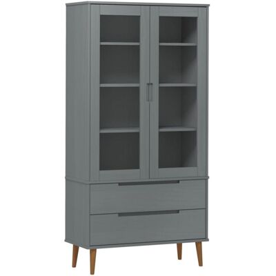 Vidaxl - Mueble Vitrina Molde Madera Maciza De Pino Gris 90x35x175 Cm Vidaxl - Mueble Vitrina Molde Madera Maciza De Pino Gris 90x35x175 Cm