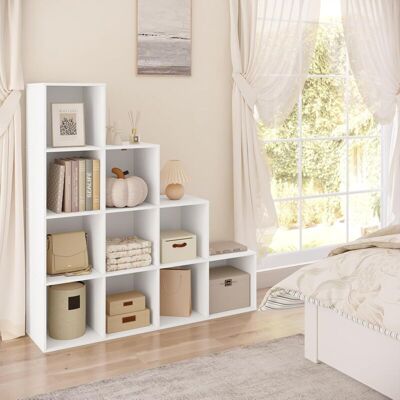 WOLTU - Stair Shelf with 10 Cubes - Blanco - Madera - Estante WOLTU - Stair Shelf with 10 Cubes - Blanco - Madera - Estante