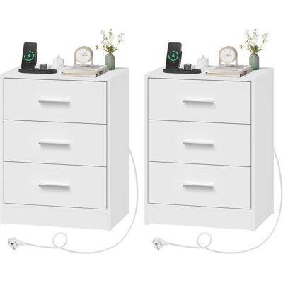 Woltu - Juego De 2 Mesitas De Noche Moderna Con 3 Cajones, Mesa Auxiliar, Sofá, Cómoda, Habitación Infantil, Color Blanco Woltu - Juego De 2 Mesitas De Noche Moderna Con 3 Cajones, Mesa Auxiliar, Sofá, Cómoda, Habitación Infantil, Color Blanco
