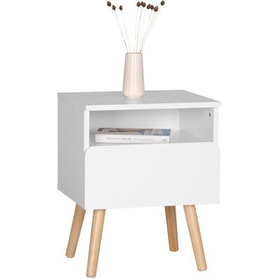 Woltu - Mesita De Noche Mesa De Centro Con Cajón Y Organizador Abierto Con Patas De Madera Mesa Para Cama Café Dormitorio Blanco 40x33.5x50cm Woltu - Mesita De Noche Mesa De Centro Con Cajón Y Organizador Abierto Con Patas De Madera Mesa Para Cama Café Dormitorio Blanco 40x33.5x50cm