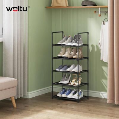 Zapatero De 5 Niveles Con Estructura Metálica Estable, 41 X 28 X 89 Cm, Color Negro - Woltu Zapatero De 5 Niveles Con Estructura Metálica Estable, 41 X 28 X 89 Cm, Color Negro - Woltu