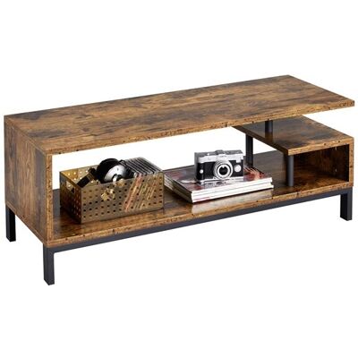 HOMEVIVE Yaheetech - Mesa De Tv Con Estantes Mueble De Televisor Mesa De Salón Estilo Industrial Mesa De Centro Rústico 106x40x40cm Marrón Rústico HOMEVIVE Yaheetech - Mesa De Tv Con Estantes Mueble De Televisor Mesa De Salón Estilo Industrial Mesa De Centro Rústico 106x40x40cm Marrón Rústico