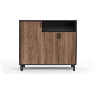 Herdasa - Recibidor Zapatero 3 Puertas Modelo 520 Acabado Grafito/nogal Claro. 88 Cm (alto) X 100 Cm (ancho) X 37 Cm (prof.) Herdasa - Recibidor Zapatero 3 Puertas Modelo 520 Acabado Grafito/nogal Claro. 88 Cm (alto) X 100 Cm (ancho) X 37 Cm (prof.)