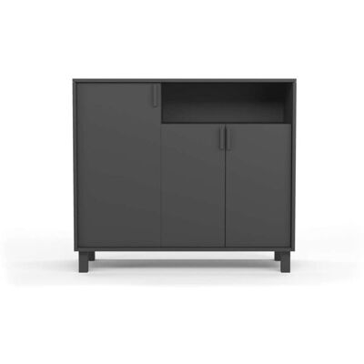 HERDASA Recibidor Zapatero 3 Puertas Modelo 520 Acabado Grafito. 88 Cm (alto) X 100 Cm (ancho) X 37 Cm (prof.) HERDASA Recibidor Zapatero 3 Puertas Modelo 520 Acabado Grafito. 88 Cm (alto) X 100 Cm (ancho) X 37 Cm (prof.)