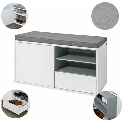 Sobuy - Zapatero Con Cajones, Almacenamiento Y Banco Con Cojín, Blanco/gris,fsr37-w Es Sobuy - Zapatero Con Cajones, Almacenamiento Y Banco Con Cojín, Blanco/gris,fsr37-w Es