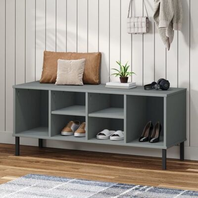 Zapatero Con Patas Metal Oslo Madera Maciza Gris 106x35x45 Cm Vidaxl Zapatero Con Patas Metal Oslo Madera Maciza Gris 106x35x45 Cm Vidaxl