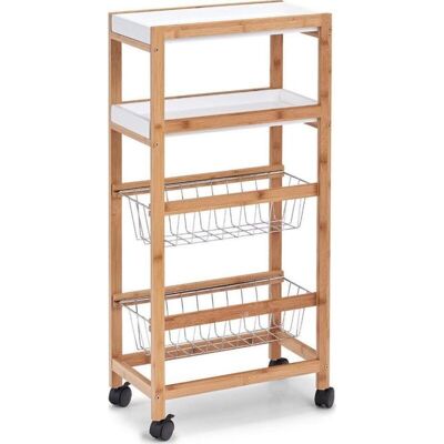 Zeller Carro De Cocina Blanco Y Madera 40 Cm De Ancho Zeller Carro De Cocina Blanco Y Madera 40 Cm De Ancho