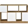 MILIBOO Aparador bajo puertas reversibles azul petróleo y blanco jodie - Madera clara / blanco