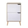 Hispano Hogar - Armario Zapatero 2 Puertas abatibles acabado roble/blanco, 60cm(ancho) 92cm(altura) 24cm(fondo)