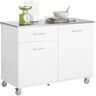 Carro de Cocina Carrito de Servir Multiusos con 1 Cajón y 2 Puertas Estantería Carrito Auxiliar con 4 Ruedas Blanco 120 x 56 x 90 cm FKW117-W Sobuy es