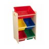 SUINGA Estantería para almacenar juguetes con 5 cubos. Colores primarios y natural