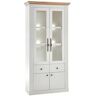 HOME HEAVENLY Vitrina doble markle provenzal moderno, 2 puertas acristaladas, 2 puertas pequeñas y 2 cajones. Color: Blanco Artic - Roble Artisan - Blanco Artic