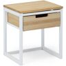 Mesita de noche eco Three 1 cajón superior 40x40x47cm Blanca en madera maciza de pino acabado natural estilo nórdico industrial Box Furniture