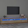Mueble de tv con luces led roble Sonoma 240x35x40 cm Vidaxl Marrón