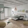 MIROYTENGO Pack Muebles Dormitorio Andy Armario Cabezal 2 mesitas Cómoda 5 cajones Estilo Industrial habitación oxido