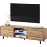 Lefyr - Mueble tv - roble wotan - 140 cm - iluminación led a pilas - moderno - Selsey