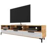 Rikke - Mueble de tv - de pie - roble wotan / blanco mate - frente 3D - 160 cm - moderno - con led - Selsey