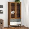 Mueble vitrina molde madera maciza de pino marrón 90x35x175 cm - Vidaxl