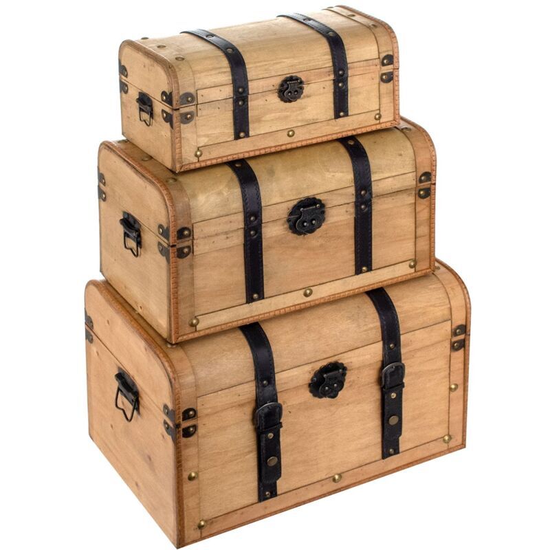 Signes Grimalt Caja Y Joyero Decoracion Set 3 Maletas Set 3 U Cajas Y Joyeros Marrón 45x29x29cm 23222 - Marrón