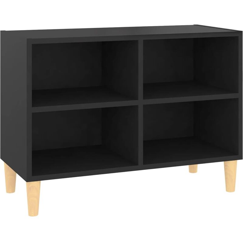 VIDAXL Mueble de tv con patas de madera maciza negro 69,5x30x50 cm Vidaxl Negro