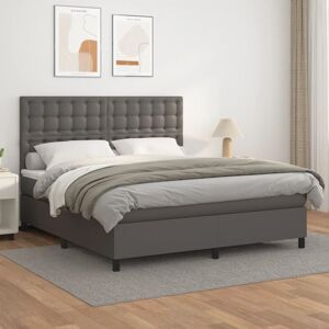 Vidaxl - Cama Box Spring Con Colchón Cuero Sintético Gris 180x200 Cm Vidaxl - Cama Box Spring Con Colchón Cuero Sintético Gris 180x200 Cm