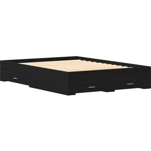 Cama Vidaxl Roble Negro 135x190 cm con Cajones Cama Vidaxl Roble Negro 135x190 cm con Cajones