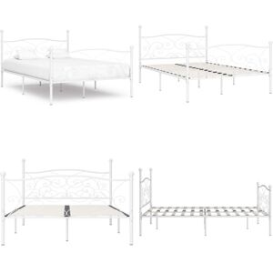 VIDAXL Estructura Cama Con Somier Sin Colchón Metal Blanco 140x200 Cm - Estructura De Cama - Cama Con Somier VIDAXL Estructura Cama Con Somier Sin Colchón Metal Blanco 140x200 Cm - Estructura De Cama - Cama Con Somier